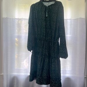 Green dress with white polka dots